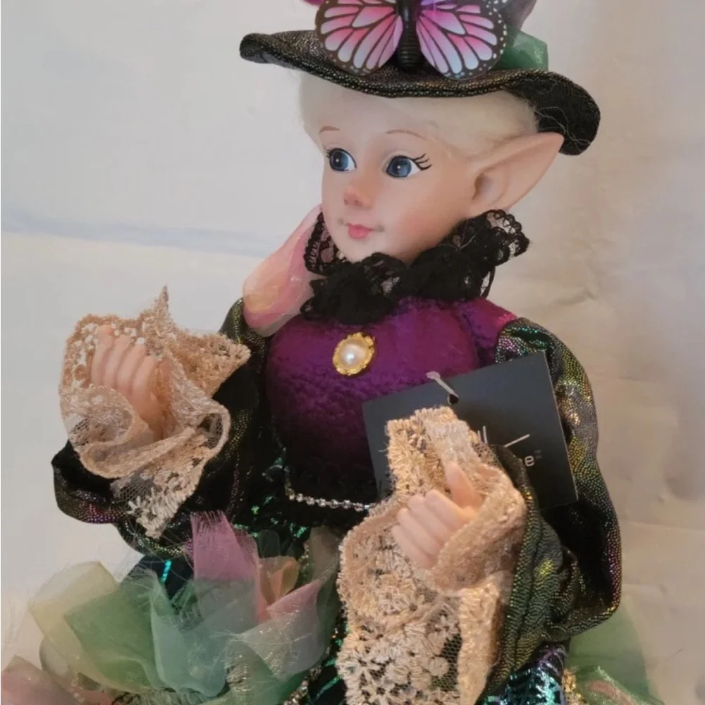 16” Halloween Elf Doll Mantel Shelf Decor Butterfly Rhinestones by Nicole Miller